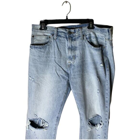 American Eagle Outfitters Jeans Mens Size 34X30 Slim Distressed Light Wash Denim - Picture 3 of 13